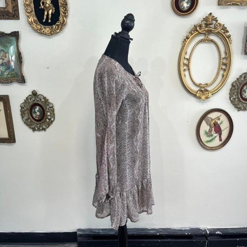 bebe Snake Print Drop Waist Ruffle Mini Dress Size M Made in France Vintage Y2K